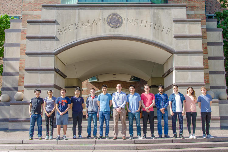 Schroeder Group Photo in front of Beckman Institute
